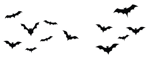 Fototapeta premium Halloween bat and Flock of Flying Bats Silhouette
