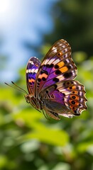 Vibrant Butterfly in Flight - A Colorful Display of Natures Beauty.