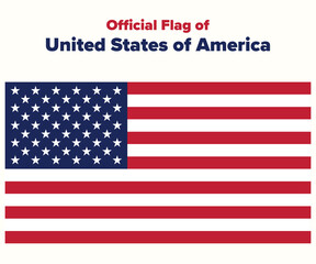 Vector illustration of the flag of the United States of America. Standard color official. Simple, flat design perfect for educational materials, presentations, websites, apps, and patriotic designs.
