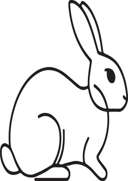 Rabbit Line Icon &ndash; Minimal Outline Animal Vector
