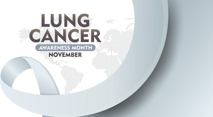 Lung Cancer Awareness Month. With Realistic White Ribbon. observed every year in November. Suitable for banner,  poster, social media and background design