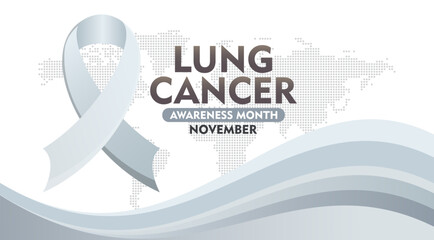 Lung Cancer Awareness Month. With Realistic White Ribbon. observed every year in November. Suitable for banner,  poster, social media and background design