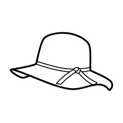 Simple Line Drawing Of A Bucket Hat With A Bow Accent On A Transparent Background