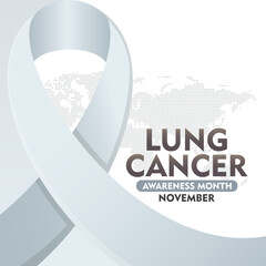 Lung Cancer Awareness Month. With Realistic White Ribbon. observed every year in November. Suitable for banner,  poster, social media and background design