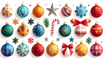 Celebrate joyful holidays with these festive Christmas ornaments, perfect for adding a touch of magic to your seasonal designs and winter promotions