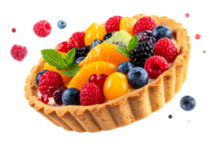 色とりどりのベリーをたっぷり飾ったフルーツタルト｜背景なし・透過PNG