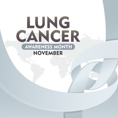 Lung Cancer Awareness Month. With Realistic White Ribbon. observed every year in November. Suitable for banner,  poster, social media and background design