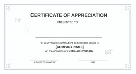 Certificate of Appreciation for Dedicated Service at Company Anniversary Event