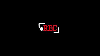 Video camera streaming recorder, footage. rec text camera recording icon blink animation. Video recording sign on a black background. Rec live icons of recording buttons. - Powered by Adobe