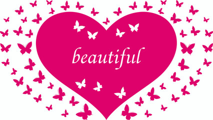 Celebrate love with this vibrant pink heart and butterfly design, perfect for Valentine's Day cards and romantic social media posts spreading beauty and joy
