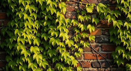 Ivy on Brick Wall - A Natural Green Tapestry.