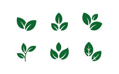 Six arrangements of vibrant green leaves against a ideal for design projects isolated on transparent background