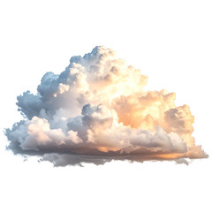 Fluffy cumulus cloud, illuminated from within, set against a black background
