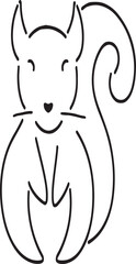 Squirrel Line Icon – Minimal Outline Forest Animal Vector