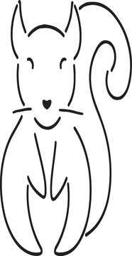 Squirrel Line Icon &ndash; Minimal Outline Forest Animal Vector