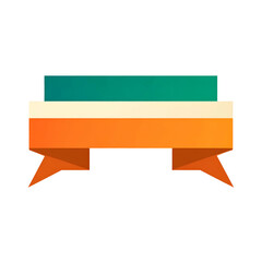 A flat ribbon banner with a gradient teal top, cream middle, and orange bottom against black