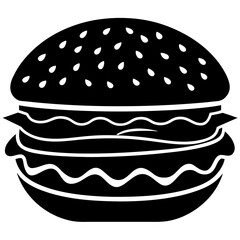 Delicious hamburger and fries vector illustration on white background