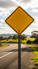 Winding Road Ahead - A Cautionary Sign in Natures Embrace.