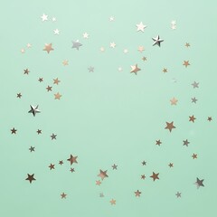 Starry Sky - A Festive Background of Sparkling Stars on Mint Green.