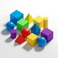 Obraz premium Colorful Geometric Shapes - A Vibrant Collection of Solids.