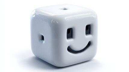 White cube with a smiley face
