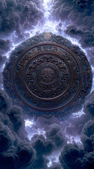 Sui-Tang Dynasties: Three Teachings Fusion - Taoism: Thunder Magic Seal, Vermilion Seal, Dark Clouds (Spirit Faces), Wooden Tokens, Stormy Sky
