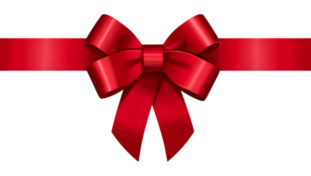 Elegant red satin ribbon bow tied on a black background for festive celebrations and gift wrapping - Powered by Adobe