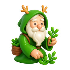 PNG Whimsical forest wizard illustration.