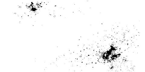 Black ink splat background with a grunge texture of liquid paint drops and splatter for design illustration