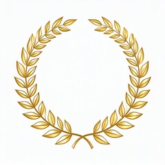 Golden Laurel Wreath on White