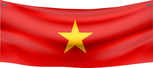 Waving Flag of Vietnam Realistic 3D Render Isolated Vietnamese National Banner