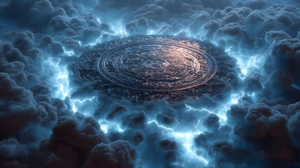 Sui-Tang Dynasties: Three Teachings Fusion - Taoism: Thunder Magic Seal, Vermilion Seal, Dark Clouds (Spirit Faces), Wooden Tokens, Stormy Sky
