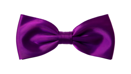 Elegant deep purple satin bow tie with textured shimmering fabric isolated on a black background