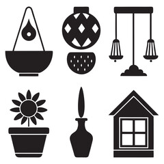 Collection of elegant home decor silhouettes for interior design and lifestyle concepts