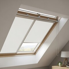 Attic Window with White Blind - Natural Light and Cozy Interior.