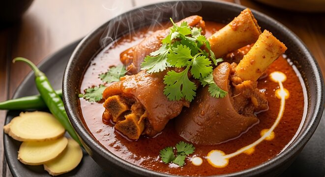 Delicious Pakistani dish - Paye, a flavorful stew with trotters and spices.