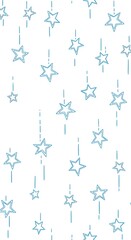 Celestial Cascade - Delicate Blue Stars on White Background.