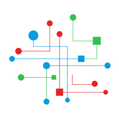 Abstract digital network with connected dots and lines.