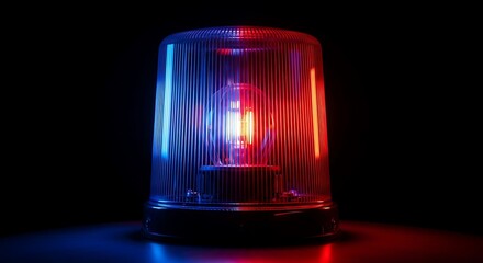 Emergency Beacon - Red and Blue Light in the Darkness.