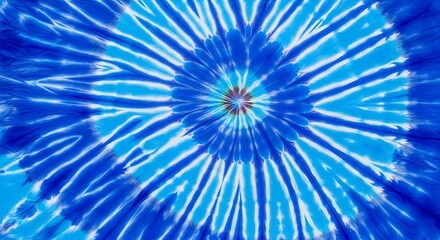 Blue Tie-Dye Burst - A Vibrant Spiral of Color and Pattern.