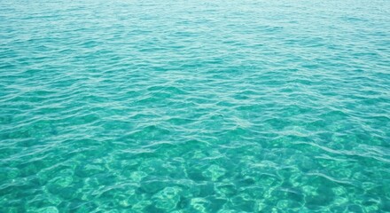 Fototapeta premium Clear turquoise water surface with subtle wave patterns. Calm and serene, a natural beauty