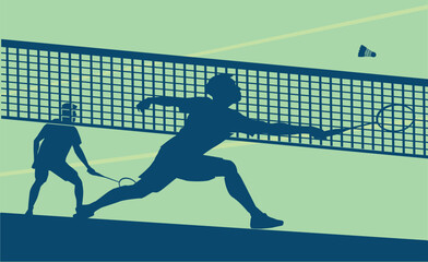Premium Illustration of badminton players playing together best for your digital graphic and print	