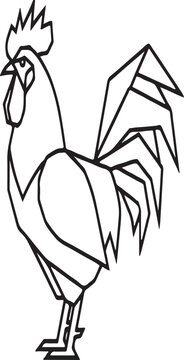 Rooster Line Icon &ndash; Minimal Outline Bird Vector