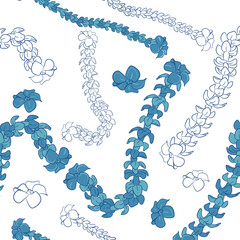 Seamless Hawaiian puakenikeni flower lie pattern illustration © Manjurul