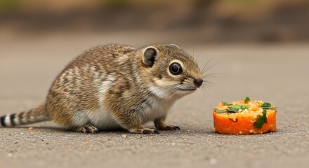 Curious Ground Squirrel Gazing at a Treat on the Ground.