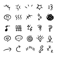 Hand-Drawn Doodle Style Icon Set: Accent Symbols for Creative Designs