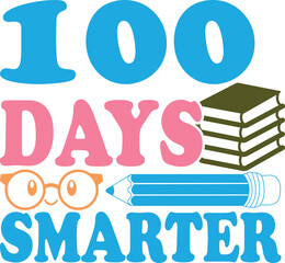 100 days smarter vector graphic for education celebration and learning achievements