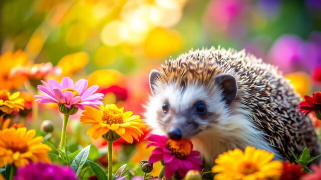 Hedgehogs Delight - A Colorful Journey Through a Vibrant Flower Garden.
