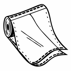 Blank roll of paper craft with dashed lines for sewing design  