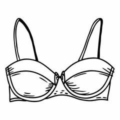 Lingerie bra illustration with straps on white background  